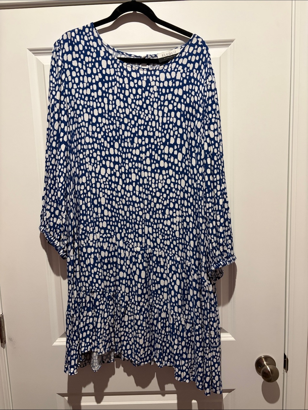 Eloquii Blue and White Printed Midi Dress